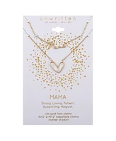 Unwritten Mother of Pearl Heart "Mama" Layered Pendant Necklace Set