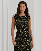 Lauren Ralph Women's Floral Belted Bubble Crepe Dress