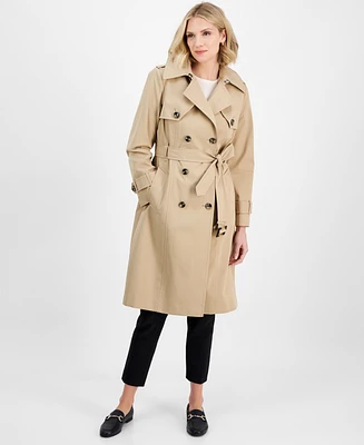 London Fog Women's Belted Hooded Trench Coat