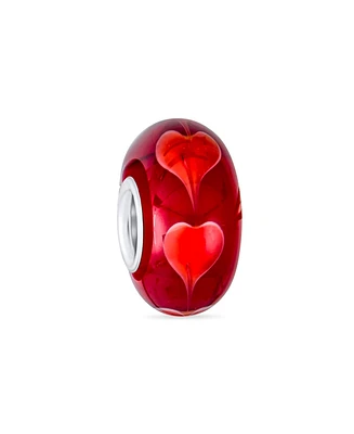 Bling Jewelry Murano Glass Charm Bead Heart Love Pink Red White for European Bracelet