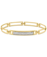 Effy Men's Zircon Bar Cluster Rectangular Open Link Bangle Bracelet (1-3/8 ct. t.w.) in Gold-Plated Sterling Silver