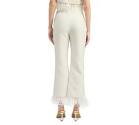 En Saison Women's Arden High-Rise Feather-Trim Pants