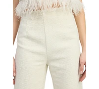 En Saison Women's Arden High-Rise Feather-Trim Pants