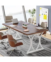 Tribesigns 63 L x31W x 30 H Executive Desk, Farmhouse Wood Computer Desk, Large Home Offcie Table with Metal Frame, Long Table