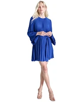 Dkny Women's Pleated A-Line Tie-Front Bell-Sleeve Dress