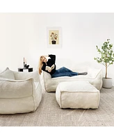 Maison Boucle Set Of 3 Teddy Fabric Bean Bag Set,Living Room Set-Maison