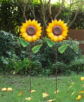 Glitzhome 42"H Fall Metal Sunflower Yard Stake Set of 2