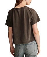 Lucky Brand Women's Cotton Giddy Up Crop Crewneck Tee