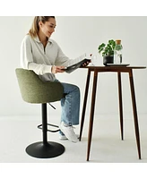 Set Of 2 Armrest Upholstered 360° Swivel Adjustable Barstool With Black Legs-Maison Boucle