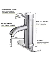 Greenspring Bathroom Sink Faucets Chrome Single Handle Lavatory Basin Bath Tap Deck Mount 1 Hole Modern Commercial Vanity Faucet Brass Lead