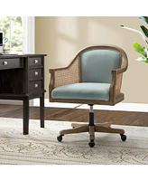 Swivel Danilo Task Chair with Rattan Arms
