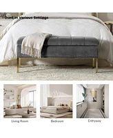 Hulala Home Upholstered Modern Flip Top Storage Bench with Metal Legs