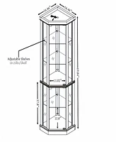 Streamdale Furniture Corner Glass Curio Cabinet with Light