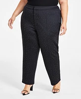 Nina Parker Trendy Plus Studded Scuba Straight-Leg Pants