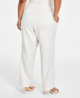 Nina Parker Trendy Plus Scuba Straight-Leg Pull-On Pants