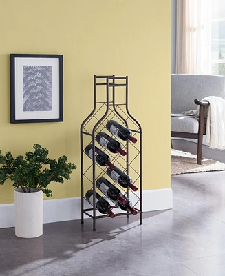 Kings Brand Furniture 12 Bottles Freestanding Floor Metal Wine Rack Wine Bottle Holders Stands for Home with Bottle Shape Bar Stand for Liquor, Pewter