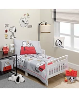 Bedtime Originals Toddler Snoopy Love 4-Piece Bedding Set - Gray/Red/White