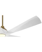 Possini Euro Design 60" Possini Eloquent White and Brass Damp Led Remote Ceiling Fan