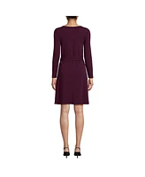 Lands' End Petite Boatneck Long Sleeve Tie Waist Dress