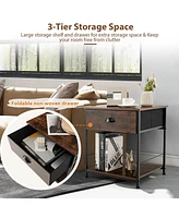 Gymax 2PCS 2-tier Nightstand Bedside End Sofa Coffee Table Bedroom Living Room