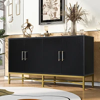 Streamdale Furniture Distinctive Features of Four-Door Sideboard with Metal and Cross-Leg Design, Suitable for Living Rooms, Entrance and Study