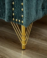 82-Inch Chenille Pull Buckle Design Sofa for Living Room, Buttons Tufted With Copper Nail Decoration Armrest, Modern Couch Upholstered Button And Meta