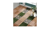 Patio Floor Tiles Pack of 11 Wpc Wood-Plastic Composite Patio Deck Tiles Diy Interlocking Decking Tiles, Quick Deck Floor Tile, Court Tile, Water Resi