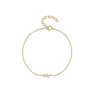 Hollywood Sensation 18K Gold Plated Sterling Silver Chain Link Bracelet with Round Cut Cubic Zirconia Cluster