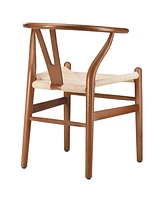 Streamdale Furniture Wishbone Chairs for Dining Room, Soild Wood Weave Dining Chair, Armchair, Fully Assembled, Set of 2