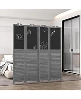 Streamdale Furniture 4-Panel Folding Room Divider with Blackboard, 5.5 Ft Tall Freestanding Privacy Screen Panels for Bedroom or Office, Gray