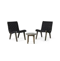 Outdoor 3-Piece Wood Patio Seating Set