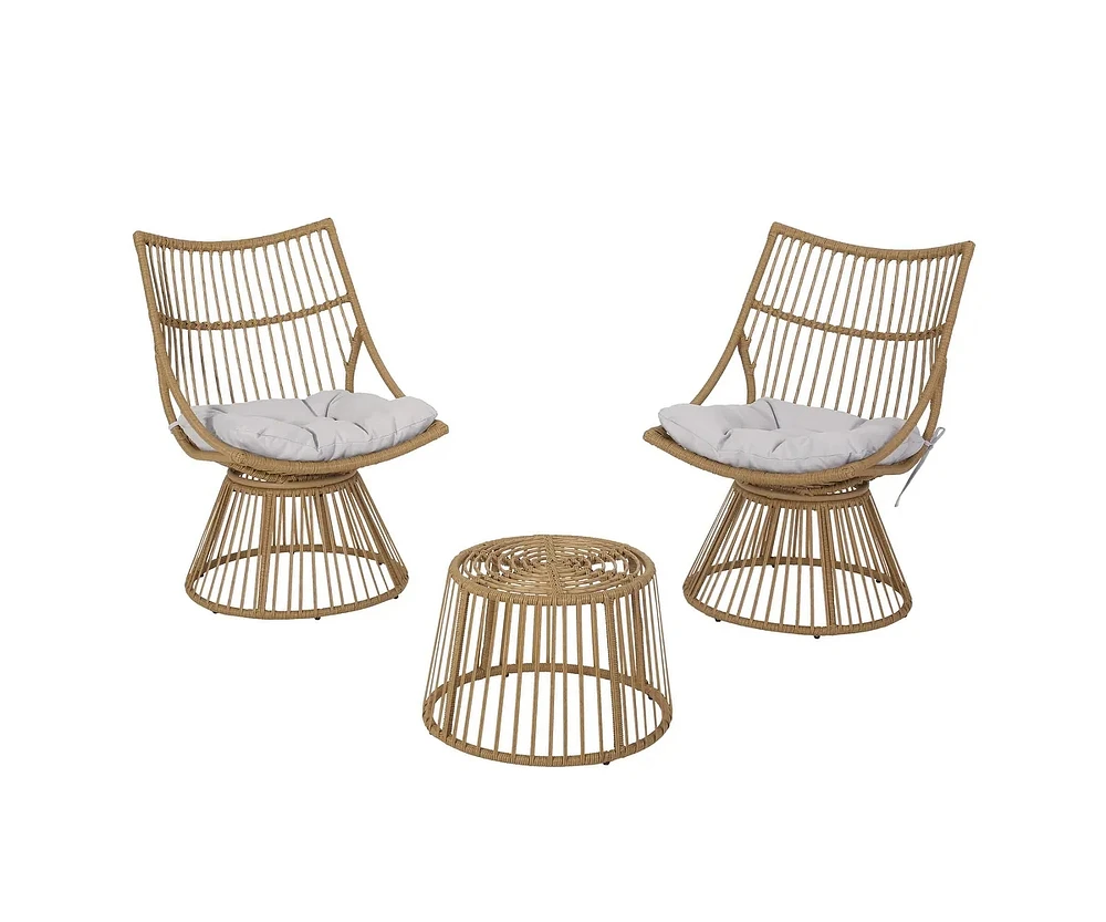 Streamdale Furniture Nostalgic Wicker Chat Set: Papasan Chairs And Cage-Frame Table