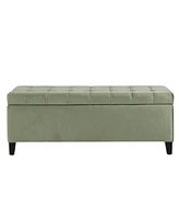 Streamdale Furniture Tufted Velvet Storage Ottoman with Lift-Top and Waffle Stitching