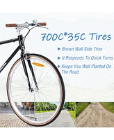 Simplie Fun Single Speed Retro style 700C Road Bike For men women's City