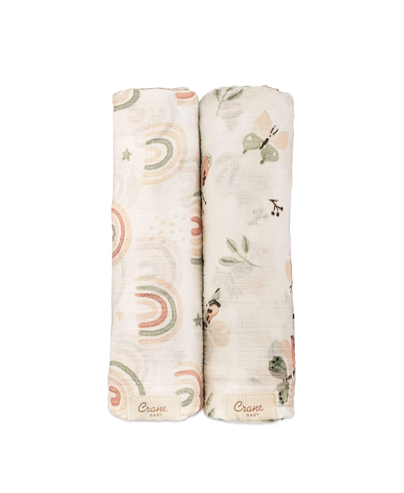 Crane Baby Infants Parker Butterfly/Rainbow Swaddle, 2-Pc. Set