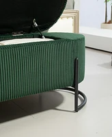 Storage Ottoman, Bedroom End Bench, Upholstered Fabric Storage Ottoman with Safety Hinge, Entryway Padded Footstool