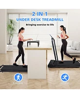 Simplie Fun Walking Pad Treadmill Under Desk 2 in 1 Folding Portable Treadmill for Home Office Walking Jogging Machine 240 lb Capacity Black