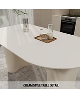 Simplie Fun 63" Mdf New Cream Style Coffee Table and Modern Dining Chair 4