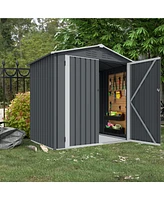 Simplie Fun Outdoor Storage Shed 6 x 4 Ft Large Metal Tool Sheds, Heavy Duty Storage House with Sliding Doors with Air Vent for Backyard Patio Lawn to