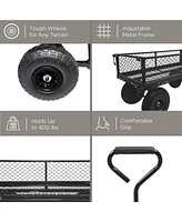 3 cu. ft. 300 lbs. Capacity Removable Sides Metal Steel Mesh Heavy Duty Utility Wagon Outdoor Garden Cart in Black
