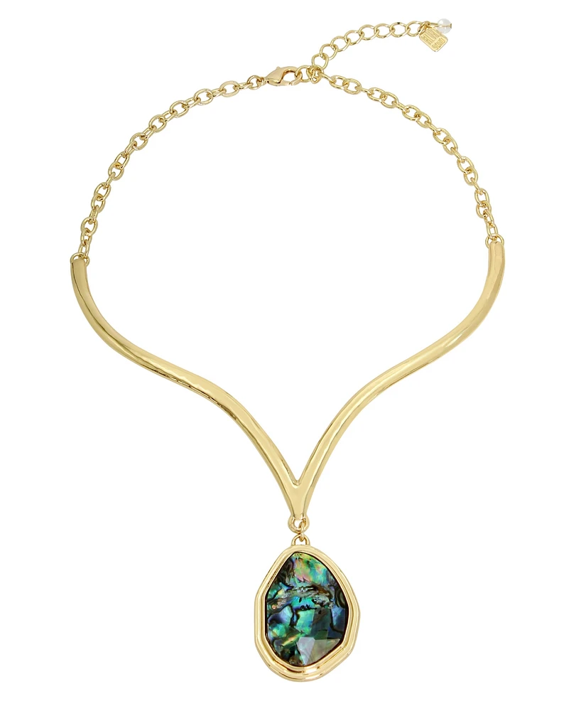 Robert Lee Morris Soho Abalone Molten Pendant Collar Necklace