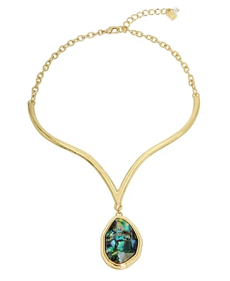 Robert Lee Morris Soho Abalone Molten Pendant Collar Necklace