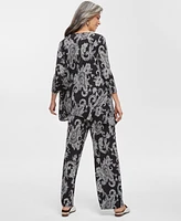 Jm Collection Women's Printed Wide-Leg Pull-On Knit Pants, Created for Macy's