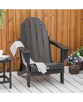 Folding Adirondack Chair, Hdpe Fire Pit Chair, Weather Resistant Outdoor Chair for Patio, Garden, Backyard, Lawn, Black