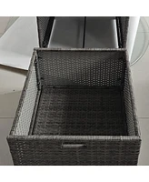 Valet Pool Towel Rack, Waterproof Pe Plastic Rattan Wicker Storage Organizer, Indoor Outdoor Spa, and Hot Tub Accessory Storage, 2 Shelves, 1 Basket D