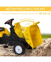 Simplie Fun Ride On Excavator with Manual Control Bucket, No Power Ride on Tractor Pedal Car Pretend Play with Forward Backward, for Aged 3