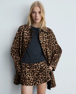 Mango Women's Leopard Skirt Pants