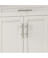 Kitchen Island on Wheels, Rolling Kitchen Cart with Stainless Steel Countertop, Drawer, Towel Rack and Spice Rack, Utility Storage Trolley, Cream Whit