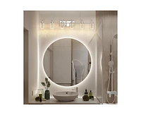 gaomon 6 Light Brushed Nickel Bathroom Light Fixtures, Vanity Lights Crystal Bubble Glass Dimmable 3 Color Temperatures Modern Bathroom Wall Sconce fo