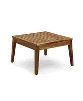 Acacia Wood Corner And Coffee Table Set: Classic Homey Style With Water-Resistant Cushions